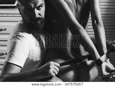 Sexy Couple In Bed. Wild Sex With Sexy Baby. Strapped Hands - Satisfaction. Passionate Naked Woman A