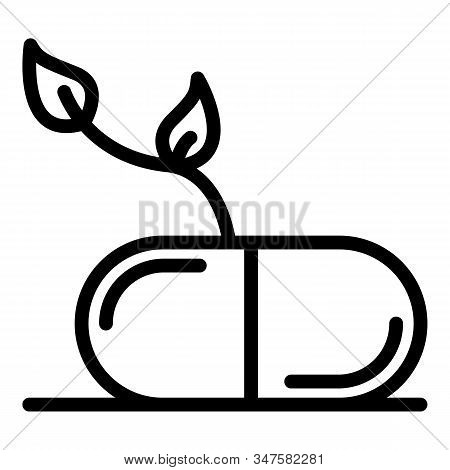 Pill And Twig Icon. Outline Pill And Twig Vector Icon For Web Design Isolated On White Background