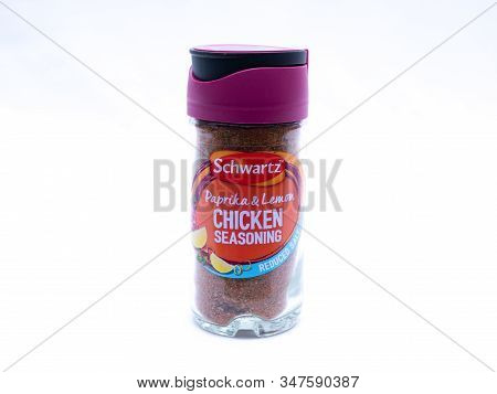 Uk, Jan 2020: Schwartz Paprika And Lemon Chicken Seasoning Reduced Salt On White Studio Background