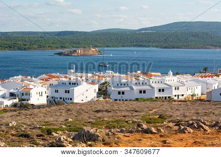 Whites Houses In Fornells Village In Menorca, Located On The North Coast Of The Island. Spain