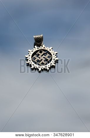 Pendant Made In The Slavic Style With Ethnic Symbols. Slavic Culture