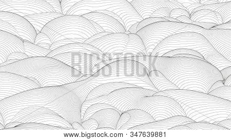 Trendy Ultra Thin Striped Backdrop With Wave Distortion Lines. Abstract Noise Landscape. Procedural 