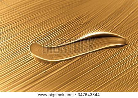 Cosmetics Abstract Texture Background, Golden Acrylic Paint Brush Stroke, Textured Cream Product As