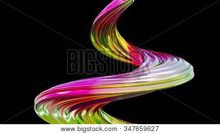 Colorful Glossy Futuristic Modern Abstract Architectural Screw Pattern Metal Strucuture 3d Render Il