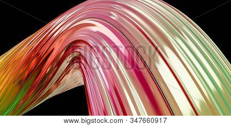 Colorful Glossy Futuristic Modern Abstract Architectural Screw Pattern Metal Strucuture 3d Render Il