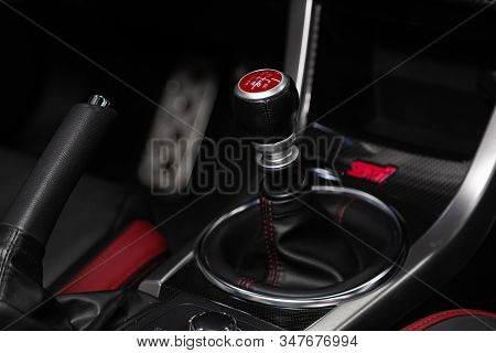 Novosibirsk, Russia - January 20, 2020:  Subaru Impreza Wrx Sti  , Gear Shift. Automatic Transmissio
