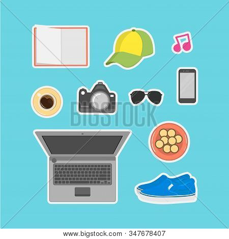 Freelance Vector Design That Works At Home That Is Set For Patch Stickers And Badges, Design Icon St