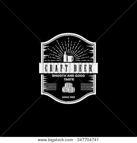Rustic Craft Beer Logo Design, Vintage Pub And Bar Logo Vector