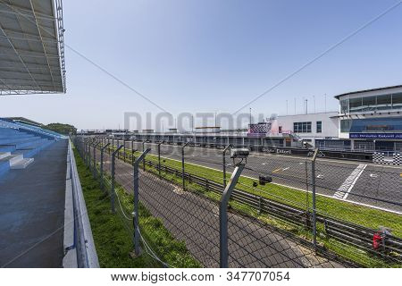 Alcabideche, Portugal - April 2018: View At Circuito Estoril - Famous Formula 1 Stadium