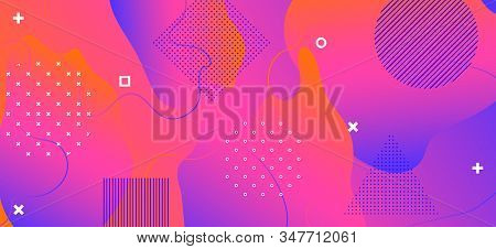 Purple Fluid Poster. Gradient Wave Background. Abstract Geometric Brochure. Pink Vector Pattern. Bus