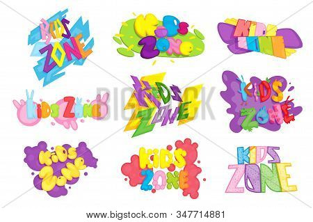 Kids Zone Colorful Banner. Poster For Children Playroom. Bright Decoration For Childish Playground. 