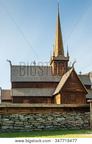Stave Church In Lom On 7 July 2018, Norway