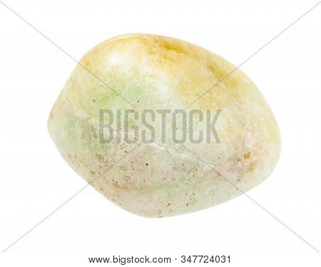 Closeup Of Sample Of Natural Mineral From Geological Collection - Tumbled Datolite Gemstone Isolated