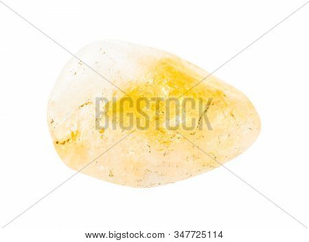 Closeup Of Sample Of Natural Mineral From Geological Collection - Rolled Citrine (yellow Quartz) Gem