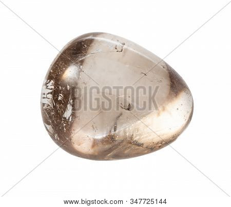 Closeup Of Sample Of Natural Mineral From Geological Collection - Smoky Quartz Gem Stone Isolated On