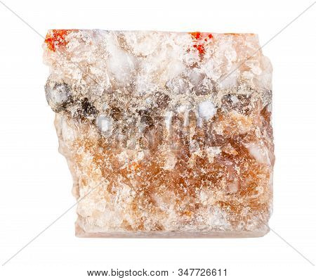 Closeup Of Sample Of Natural Mineral From Geological Collection - Rock Salt (halite) Isolated On Whi