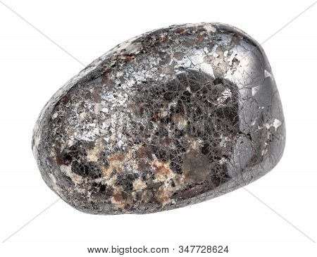 Closeup Of Sample Of Natural Mineral From Geological Collection - Polished Magnetite (lodestone) Gem