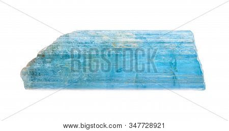 Closeup Of Sample Of Natural Mineral From Geological Collection - Raw Crystal Of Aquamarine (blue Be