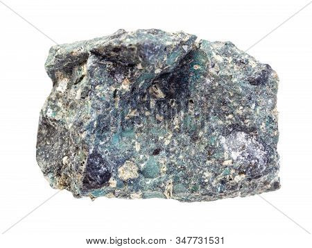 Closeup Of Sample Of Natural Mineral From Geological Collection - Raw Kimberlite Rock Isolated On Wh