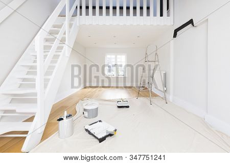 Home Improvement And Decorating - A Room Or Apartment Is Painted With Emulsion