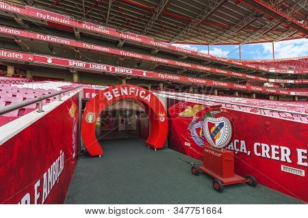 Lisboa, Portugal - April 2018: Exit On To The Grounds At Estadio Da Luz - The Official Playground Of