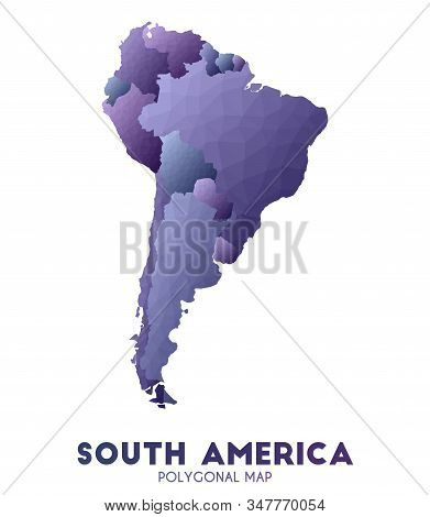 South-america Map. Admirable Low Poly Style Continent Map. Delightful Vector Illustration.