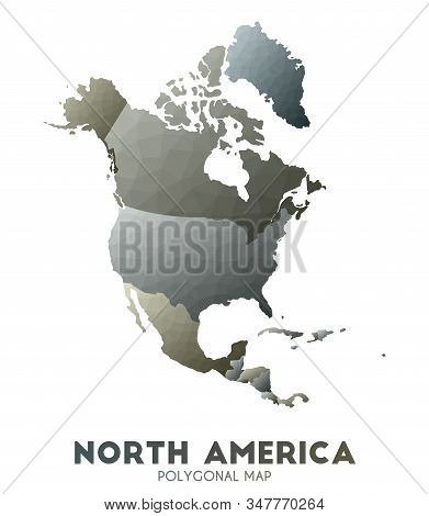 North-america Map. Actual Low Poly Style Continent Map. Positive Vector Illustration.