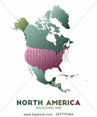 North-america Map. Actual Low Poly Style Continent Map. Popular Vector Illustration.