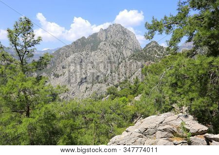 Nice mountain landscape in Turkey, Famous Likya Yolu tourist trail in mountains.