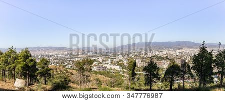 Panoramic View From The Monument Chronicle Of Georgia To The Tbilisi City In Georgia