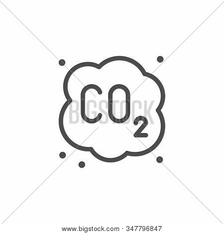 Carbon Dioxide Cloud Line Icon Isolated On White Background. Environmental Pollution By Industrial A