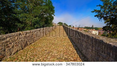 Cangas de Onis roman bridge on Sella river in Asturias of Spain