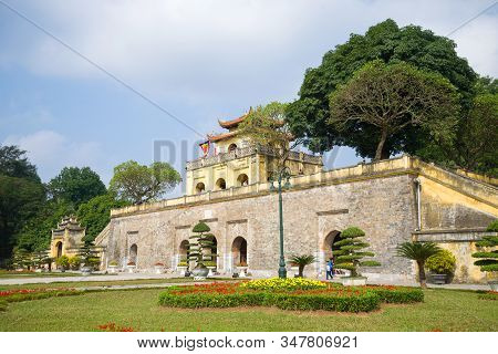Hanoi, Vietnam - January 10, 2016: View Of The Southern Gate Doan Mon Of The Ancient City Fortress T