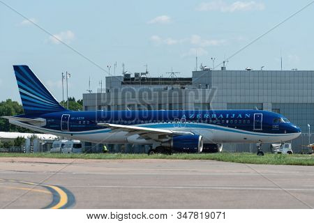 July 2, 2019, Moscow, Russia. Airplane Airbus A320-200 Azal Azerbaijan Airlines At Vnukovo Airport I