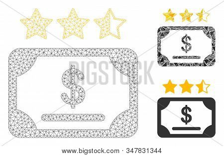 Mesh Financial Share Rating Model With Triangle Mosaic Icon. Wire Frame Triangular Mesh Of Financial
