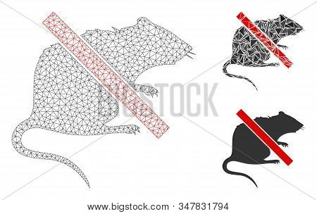 Mesh No Rat Model With Triangle Mosaic Icon. Wire Frame Polygonal Mesh Of No Rat. Vector Mosaic Of T
