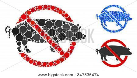 No Swine Composition Of Spheric Dots In Various Sizes And Color Hues, Based On No Swine Icon. Vector