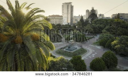 San Martin Park, City Of La Plata, Argentina. Sunset