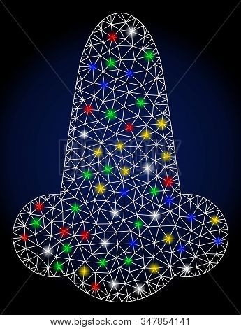 Glowing Mesh Human Nose With Lightspot Effect. Abstract Illuminated Model Of Human Nose. Shiny Wire 