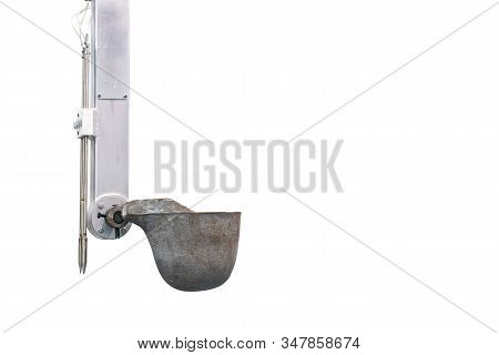 Close Up Ladle For Scoop Molten Metal Such As Aluminum Magnesium And Mechanical Arm With Level Senso