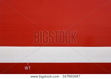 Red Ship Hull With Weight Load Line, Cape Town, South Africa