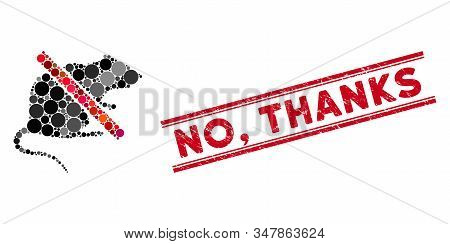 Mosaic No Rat Icon And Rubber Stamp Seal With No, Thanks Text Between Double Parallel Lines. Mosaic 