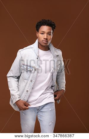 Fashionable African Man In Jeans Clothes.