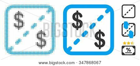 Financial Shares Halftone Vector Icon And Solid Version. Illustration Style Is Dotted Iconic Financi