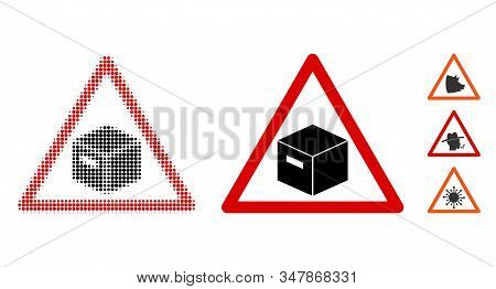 Parcel Warning Halftone Vector Icon And Solid Version. Illustration Style Is Dotted Iconic Parcel Wa