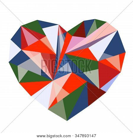 The Geometric Valentine Day Polygonal Colored Heart