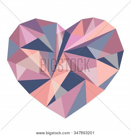 The Geometric Valentine Day Polygonal Colored Heart