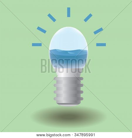 Symbol For Energy Saving From Water. Use Of Water To Generate Electricity Generates Light Or The Use