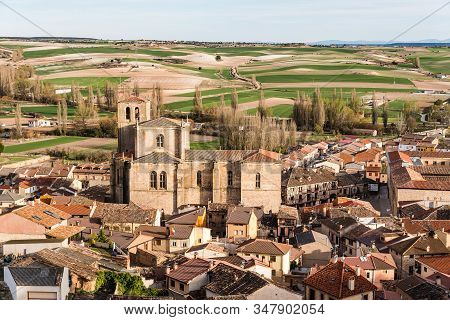 Panoramic View Of An Old Castilian Medieval Town. Penaranda De Duero In Spain
