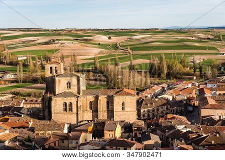 Panoramic View Of An Old Castilian Medieval Town. Penaranda De Duero In Spain